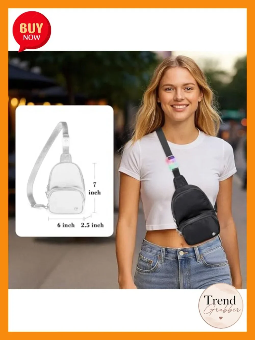 Women's Anti Theft RFID Crossbody Sling Bag with Adjustable Strap Nylon